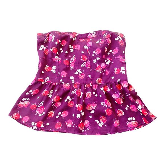 American Eagle AE Strapless Floral Sweetheart Neckline Peplum Bodice Top Large - Picture 7 of 11